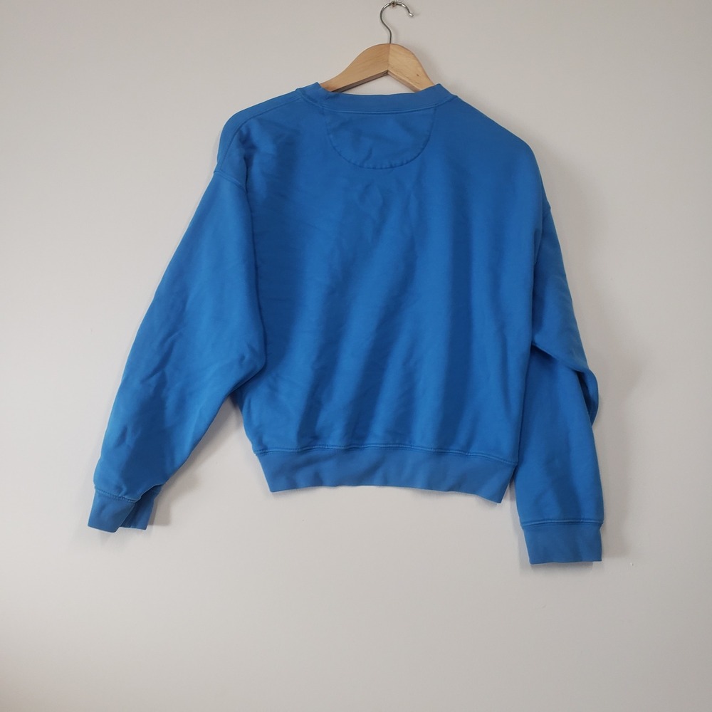American Eagle Sweatshirt Womens Small Blue Chenille Logo Pullover‎ Crewneck - Picture 3 of 7
